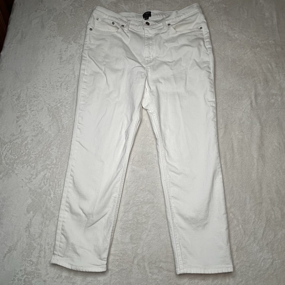 J Crew Women's Size 32 White Denim Stretch‎ Slim Boyfriend High Rise Jeans - Picture 2 of 10